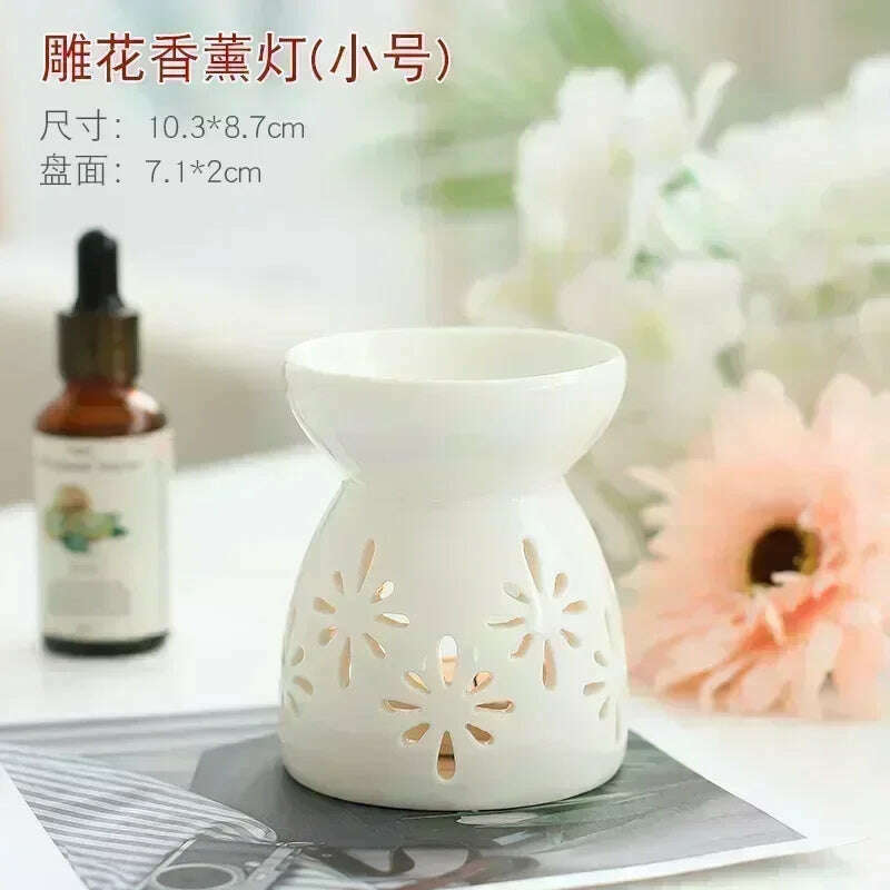 KIMLUD, Household Romantic Ceramic Aromatherapy Stove Indoor Candle Retro Aromatherapy Stove Bedroom Lamp Stove, 01, KIMLUD APPAREL - Womens Clothes