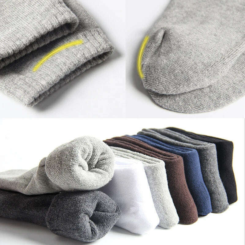 KIMLUD, HSS Brand 100% Cotton Men Socks High Quality 5 Pairs Thicken Warm Business Socks Black Autumn Winter For Male Thermal, KIMLUD Womens Clothes