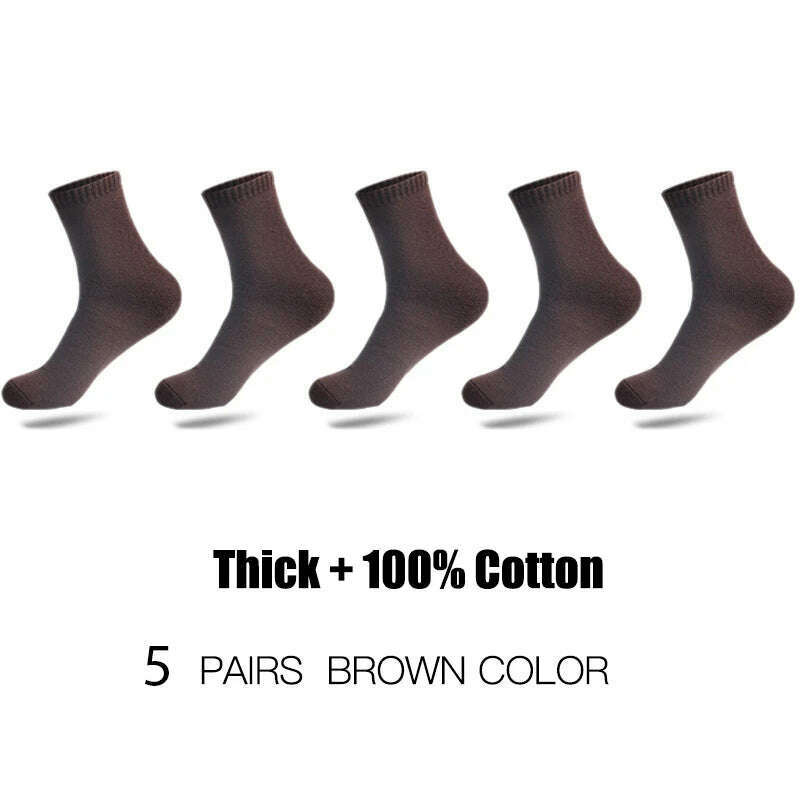 KIMLUD, HSS Brand 100% Cotton Men Socks High Quality 5 Pairs Thicken Warm Business Socks Black Autumn Winter For Male Thermal, KIMLUD Womens Clothes