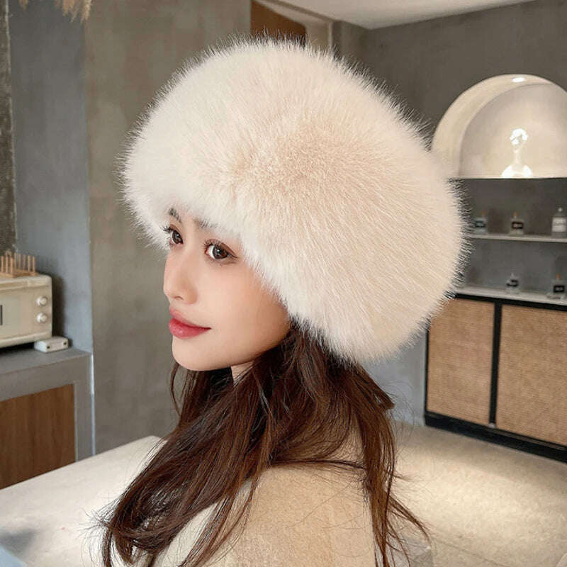 KIMLUD, HT3952 New Women Winter Hat Solid Multifunction Skullies Beanies Lady Thick Warm Fluffy Fur Hat Faux Fox Fur Bomber Hats Ushanka, KIMLUD Womens Clothes