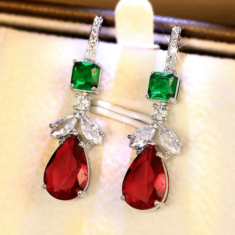 Huitan Fashion Women's Drop Earrings with Bright Cubic Zirconia Gorgeous Creative Trendy Pendant Accessories for Anniversary - KIMLUD