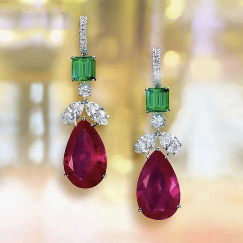 Huitan Fashion Women's Drop Earrings with Bright Cubic Zirconia Gorgeous Creative Trendy Pendant Accessories for Anniversary - KIMLUD