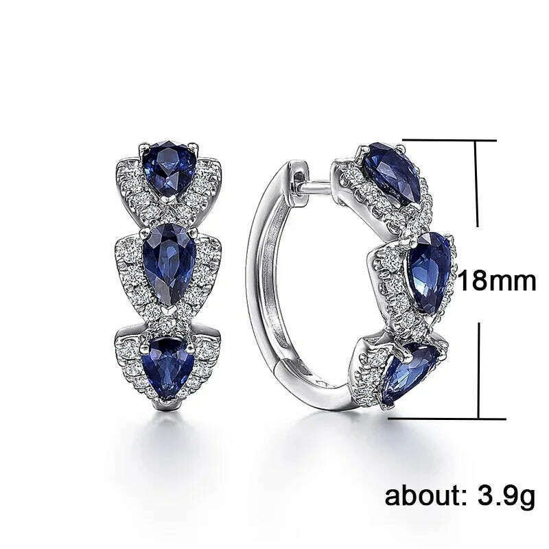 Huitan Luxury Trendy Blue Cubic Zirconia Hoop Earrings Wedding Party Elegant Accessories for Women Anniversary Gift New Jewelry - KIMLUD