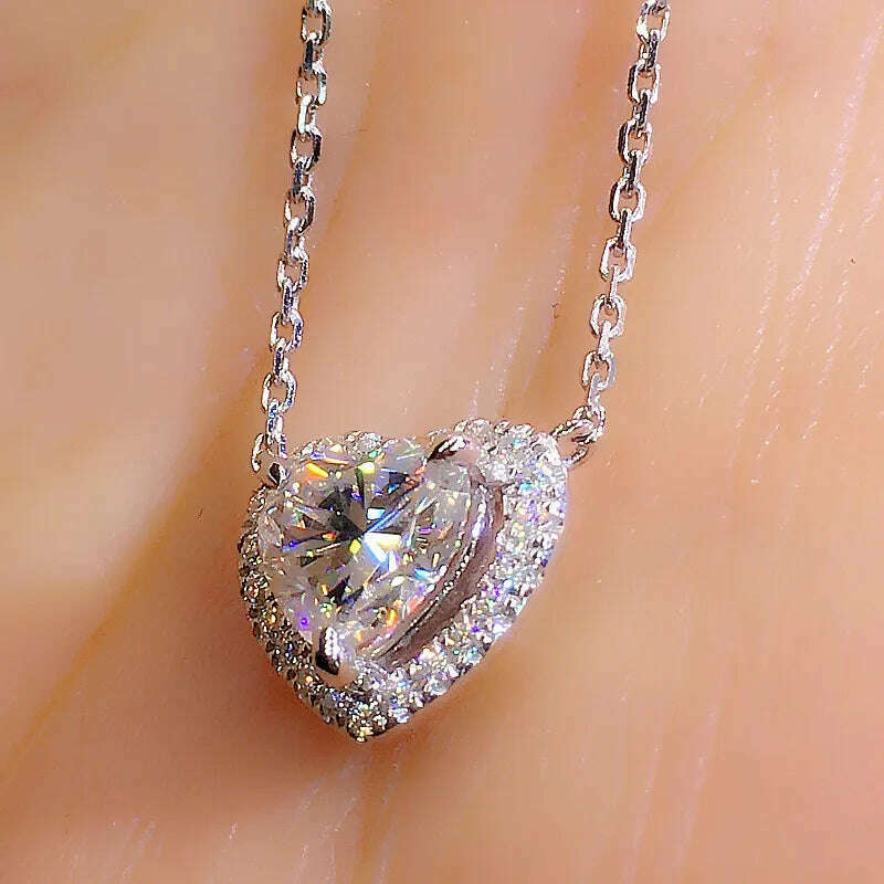 KIMLUD, Huitan Wedding Trendy Love Necklace for Bride Brilliant Crystal Heart Cubic Zirconia Fashion Luxury Women Jewelry Wholesale Bulk, KIMLUD Womens Clothes