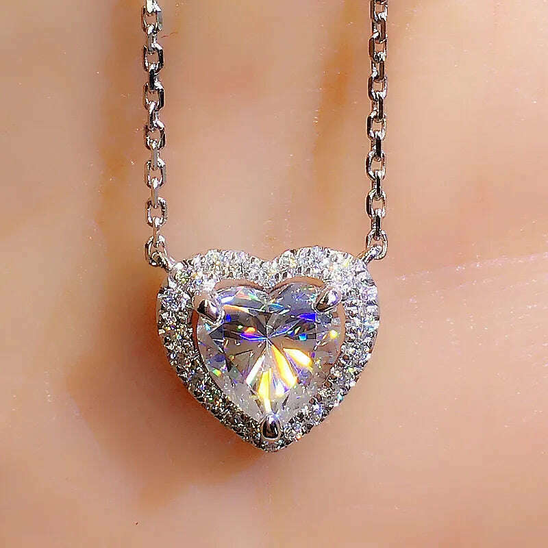 KIMLUD, Huitan Wedding Trendy Love Necklace for Bride Brilliant Crystal Heart Cubic Zirconia Fashion Luxury Women Jewelry Wholesale Bulk, KIMLUD Womens Clothes