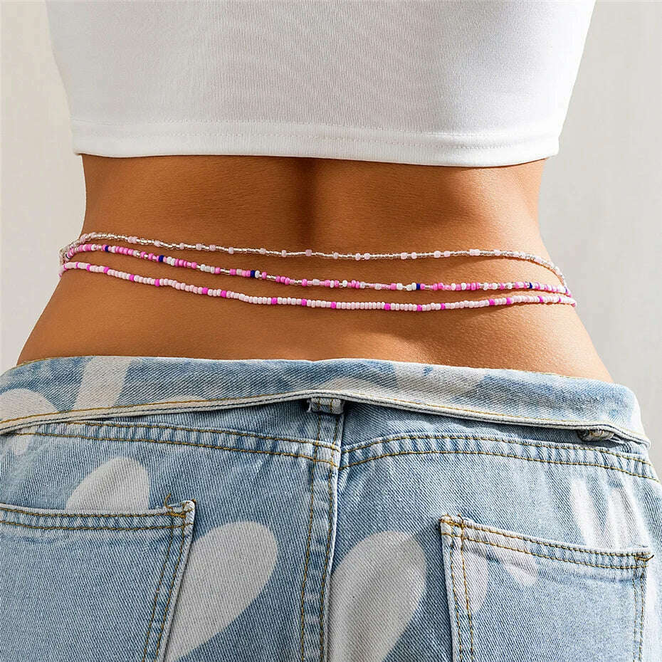 KIMLUD, Ingemark 3Pcs/Set Boho Elastic Seed Beads Waist Belly Belt Chains Women Summer Bikini Sexy Aesthetic Body Jewelry Accessories, Style 1, KIMLUD APPAREL - Womens Clothes