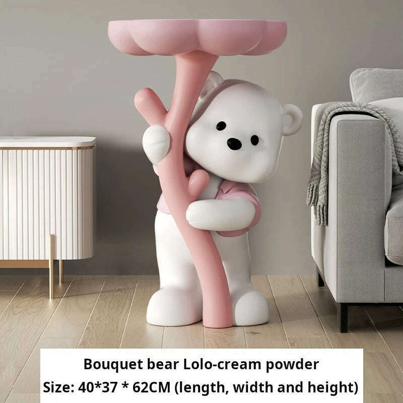 KIMLUD, INS Living room Side table decorative small Bedsidetable Modern Sofa side Resin Corner coffee table cute design home furniture, Pink Bear A, KIMLUD APPAREL - Womens Clothes