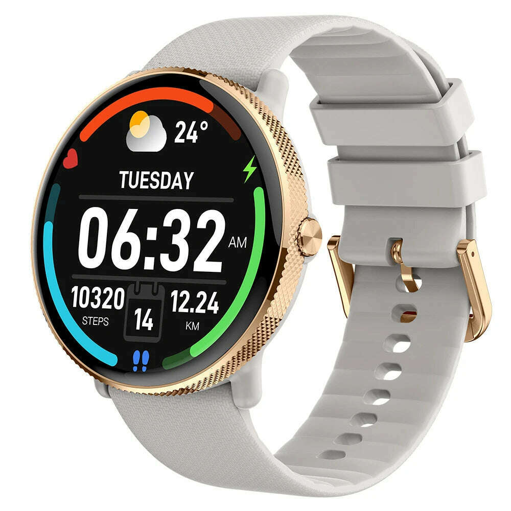 KIMLUD, IUTECH Smart Watch Women 1.43 inch AMOLED Screen Bluetooth Calling Watch Waterproof Sports Fitness Voice Assistant Smartwatch, Gold, KIMLUD APPAREL - Womens Clothes