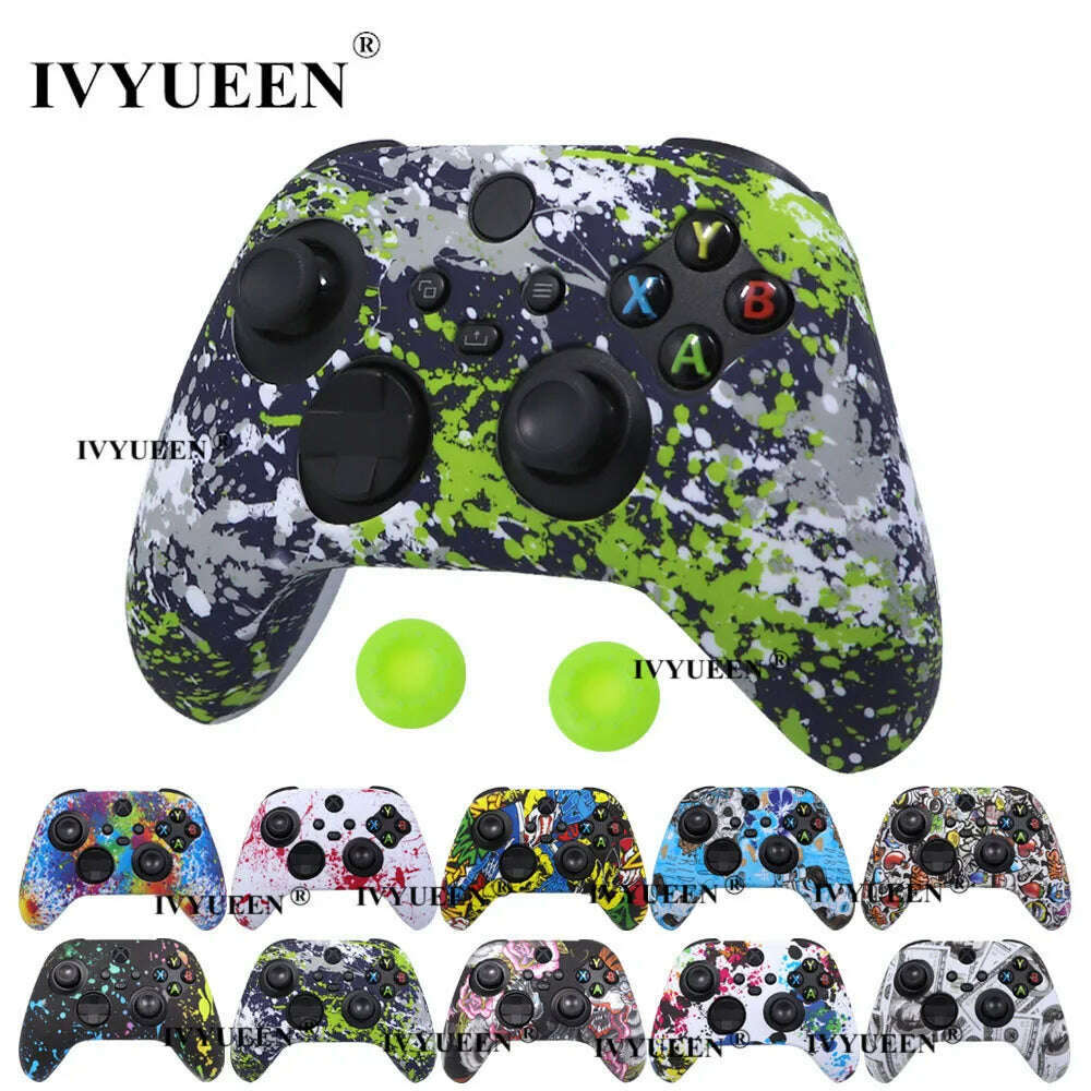 KIMLUD, IVYUEEN for XBox Series S X Wireless Controller Water Transfer Printing Protective Silicone Case Skin with Thumb Stick Grip Caps, KIMLUD Womens Clothes