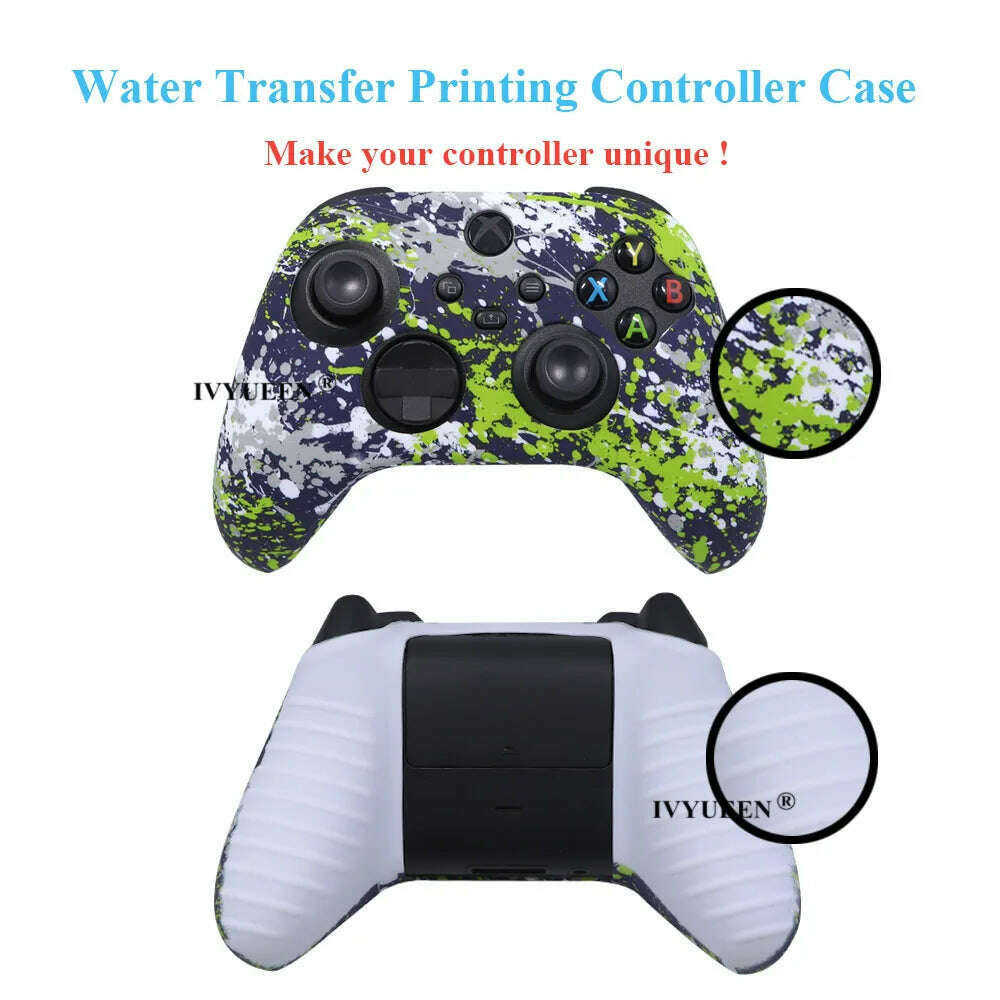 KIMLUD, IVYUEEN for XBox Series S X Wireless Controller Water Transfer Printing Protective Silicone Case Skin with Thumb Stick Grip Caps, KIMLUD Womens Clothes