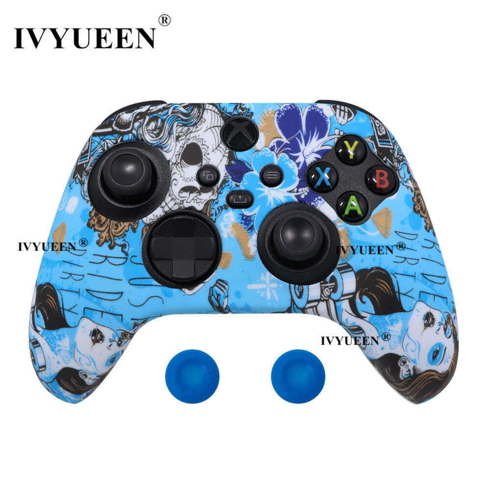 KIMLUD, IVYUEEN for XBox Series S X Wireless Controller Water Transfer Printing Protective Silicone Case Skin with Thumb Stick Grip Caps, Witch, KIMLUD APPAREL - Womens Clothes