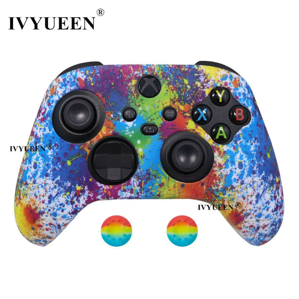 KIMLUD, IVYUEEN for XBox Series S X Wireless Controller Water Transfer Printing Protective Silicone Case Skin with Thumb Stick Grip Caps, KIMLUD Womens Clothes