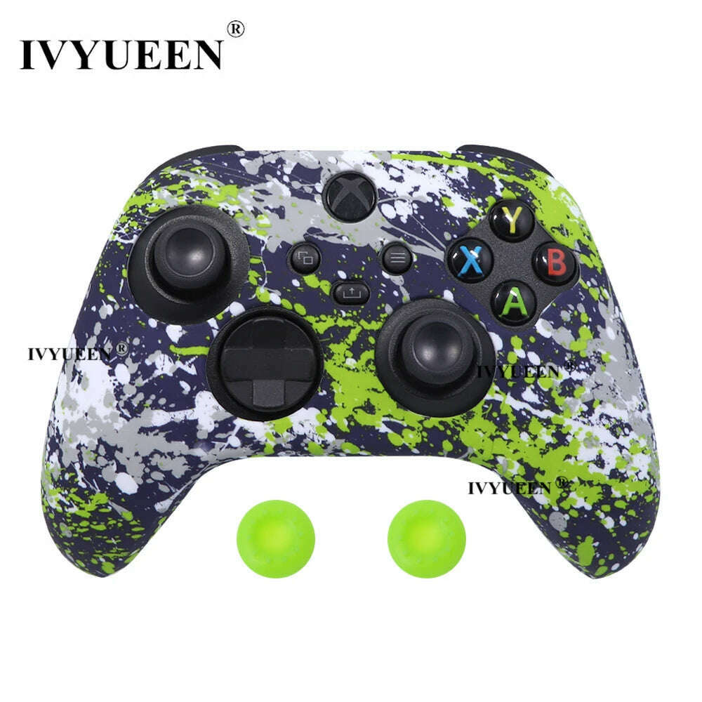 KIMLUD, IVYUEEN for XBox Series S X Wireless Controller Water Transfer Printing Protective Silicone Case Skin with Thumb Stick Grip Caps, Graffiti J, KIMLUD APPAREL - Womens Clothes