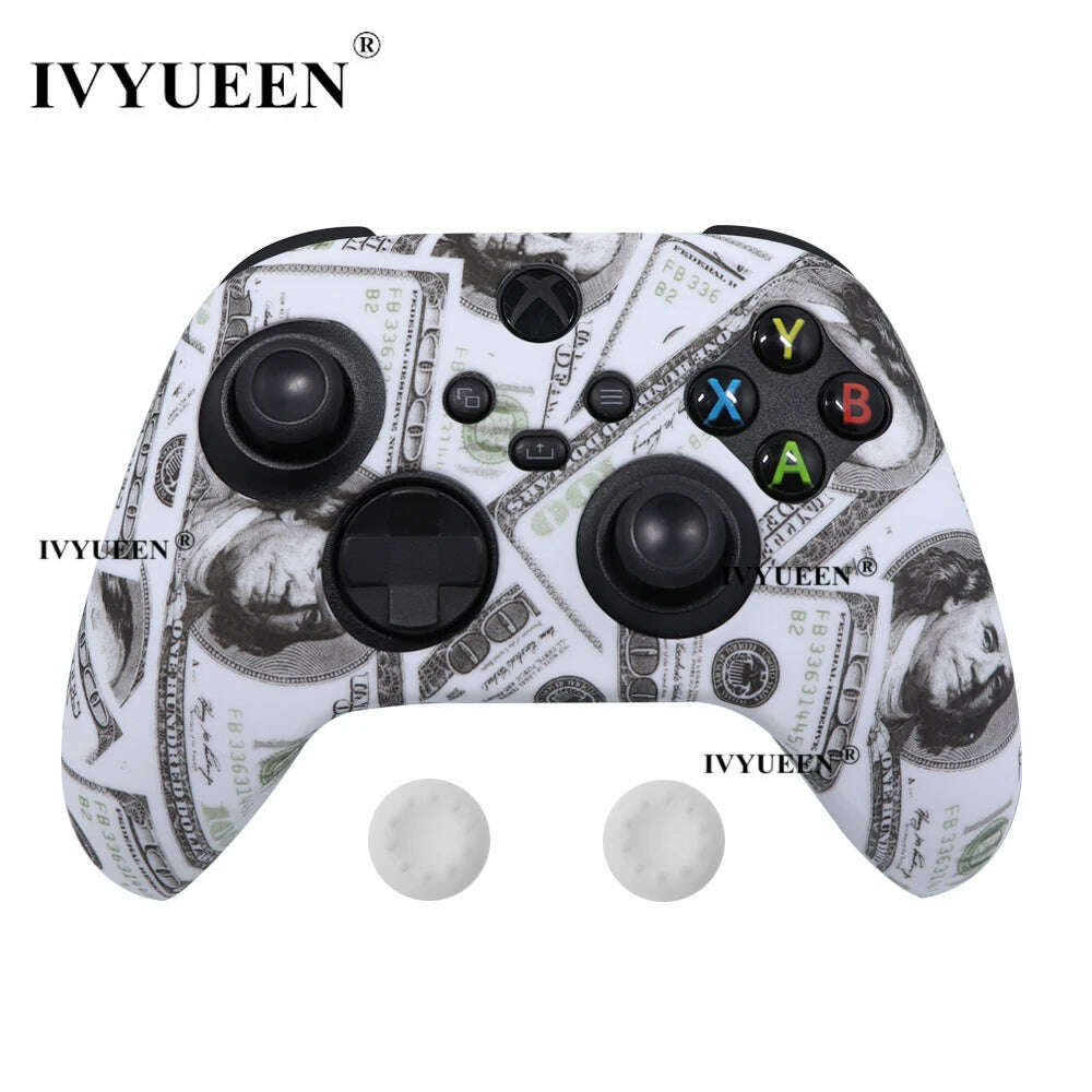 KIMLUD, IVYUEEN for XBox Series S X Wireless Controller Water Transfer Printing Protective Silicone Case Skin with Thumb Stick Grip Caps, US Dollar, KIMLUD APPAREL - Womens Clothes