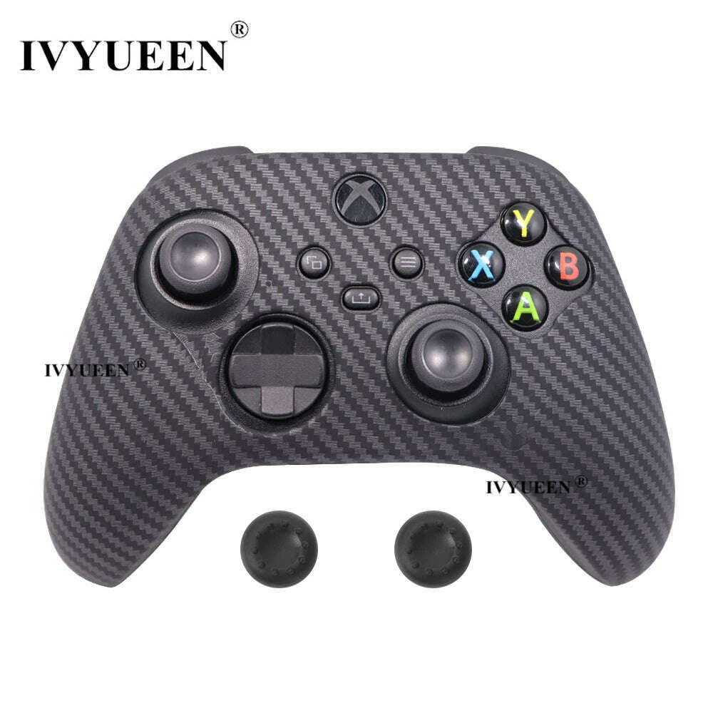 KIMLUD, IVYUEEN for XBox Series S X Wireless Controller Water Transfer Printing Protective Silicone Case Skin with Thumb Stick Grip Caps, Black Carbon Fiber, KIMLUD APPAREL - Womens Clothes