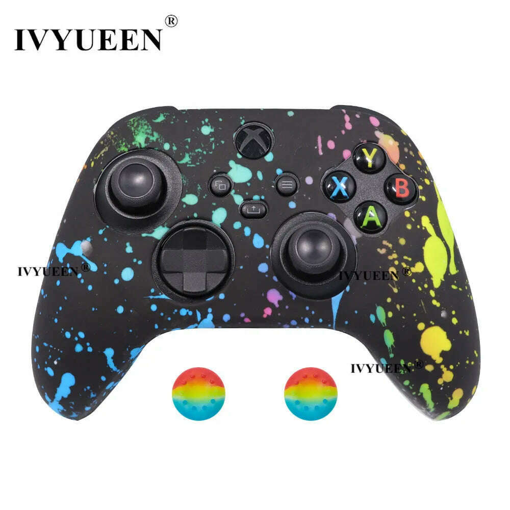 KIMLUD, IVYUEEN for XBox Series S X Wireless Controller Water Transfer Printing Protective Silicone Case Skin with Thumb Stick Grip Caps, Graffiti P, KIMLUD APPAREL - Womens Clothes