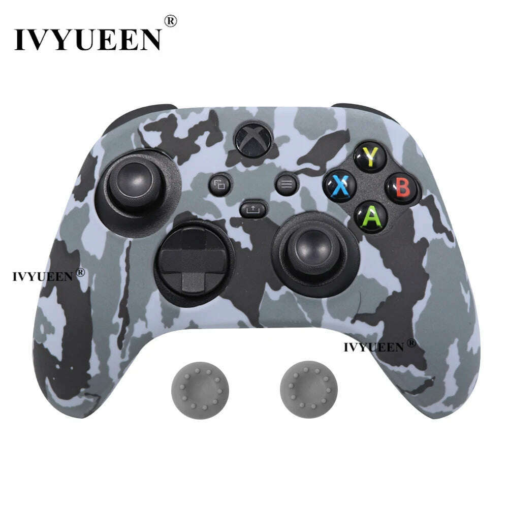 KIMLUD, IVYUEEN for XBox Series S X Wireless Controller Water Transfer Printing Protective Silicone Case Skin with Thumb Stick Grip Caps, Gray Camo, KIMLUD APPAREL - Womens Clothes