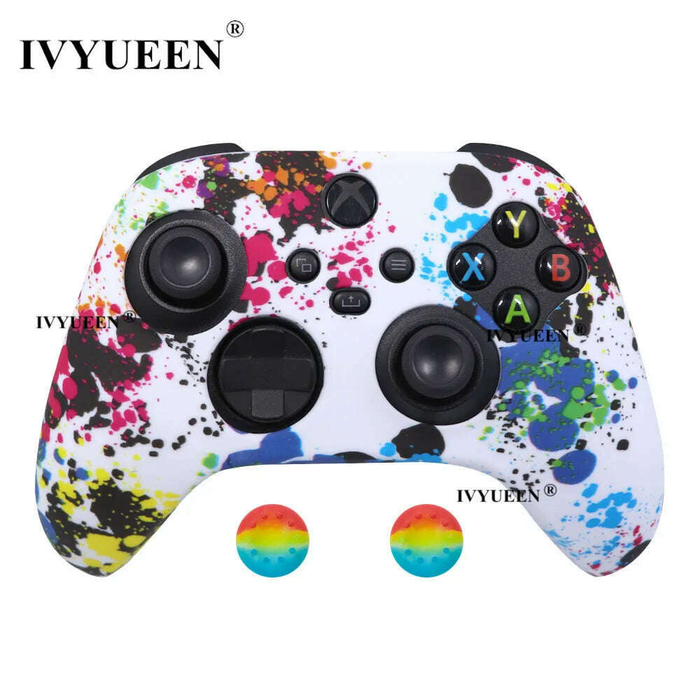 KIMLUD, IVYUEEN for XBox Series S X Wireless Controller Water Transfer Printing Protective Silicone Case Skin with Thumb Stick Grip Caps, Graffiti A, KIMLUD APPAREL - Womens Clothes