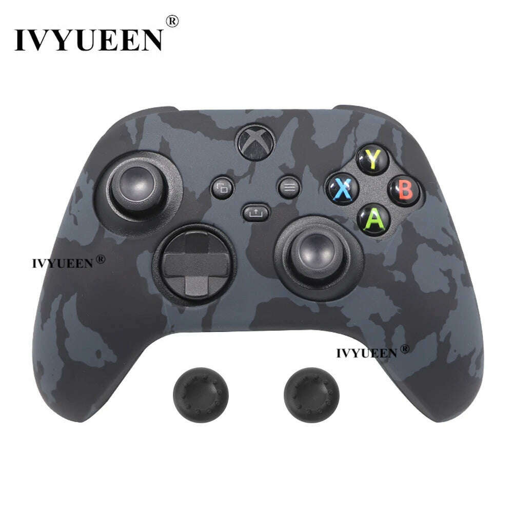 KIMLUD, IVYUEEN for XBox Series S X Wireless Controller Water Transfer Printing Protective Silicone Case Skin with Thumb Stick Grip Caps, Black Camo, KIMLUD APPAREL - Womens Clothes