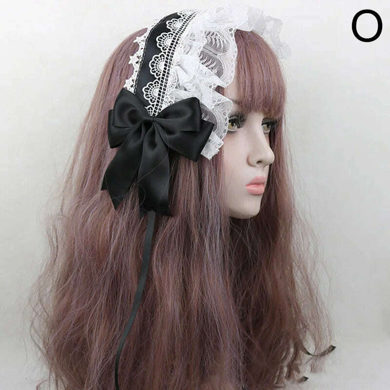 KIMLUD, Japanese Lace Bow Ribbon Lolita Headdress Sweet Headband Cute Hair Clips Soft Headpiece Girl Anime Cosplay Hair Accessories, 15, KIMLUD APPAREL - Womens Clothes