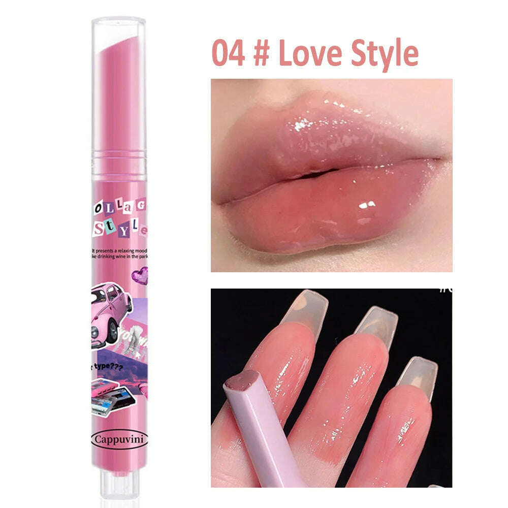 KIMLUD, Jelly Mirror Lipstick Makeup Love Shape Waterproof Non-stick Cup Solid Lip Gloss Clear Long Lasting Moisturizing Lipstick Pen, A04 Love Style, KIMLUD APPAREL - Womens Clothes