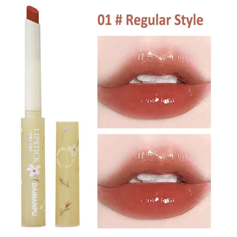 KIMLUD, Jelly Mirror Lipstick Makeup Love Shape Waterproof Non-stick Cup Solid Lip Gloss Clear Long Lasting Moisturizing Lipstick Pen, C01 Regular Style, KIMLUD APPAREL - Womens Clothes