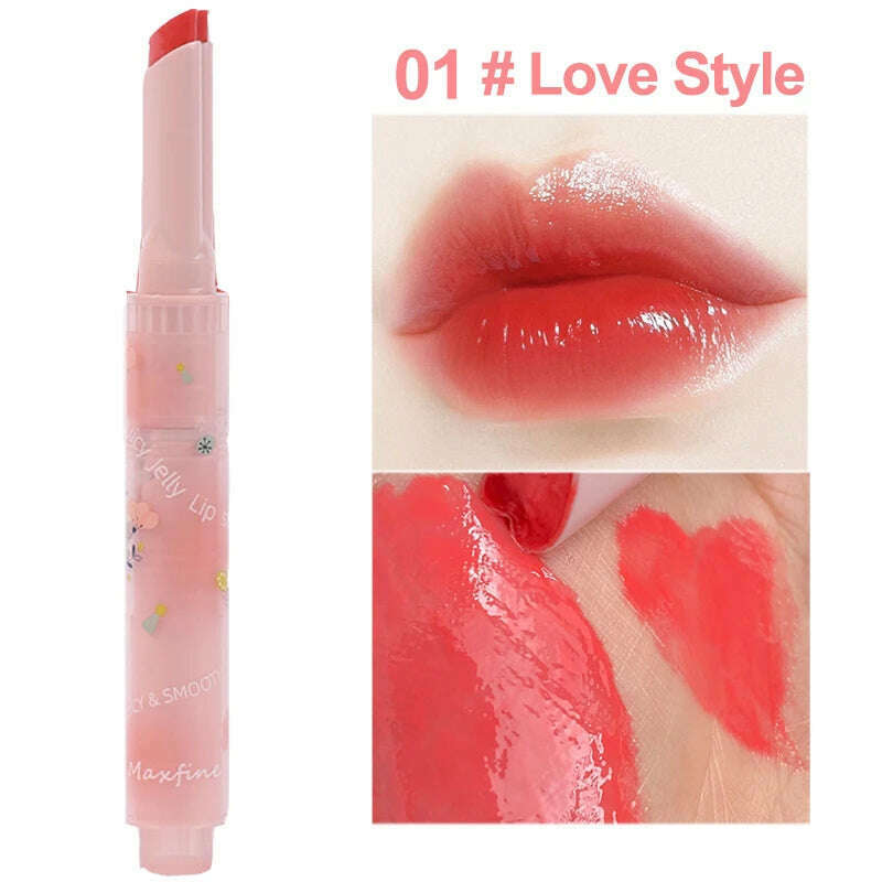 KIMLUD, Jelly Mirror Lipstick Makeup Love Shape Waterproof Non-stick Cup Solid Lip Gloss Clear Long Lasting Moisturizing Lipstick Pen, E01, KIMLUD APPAREL - Womens Clothes