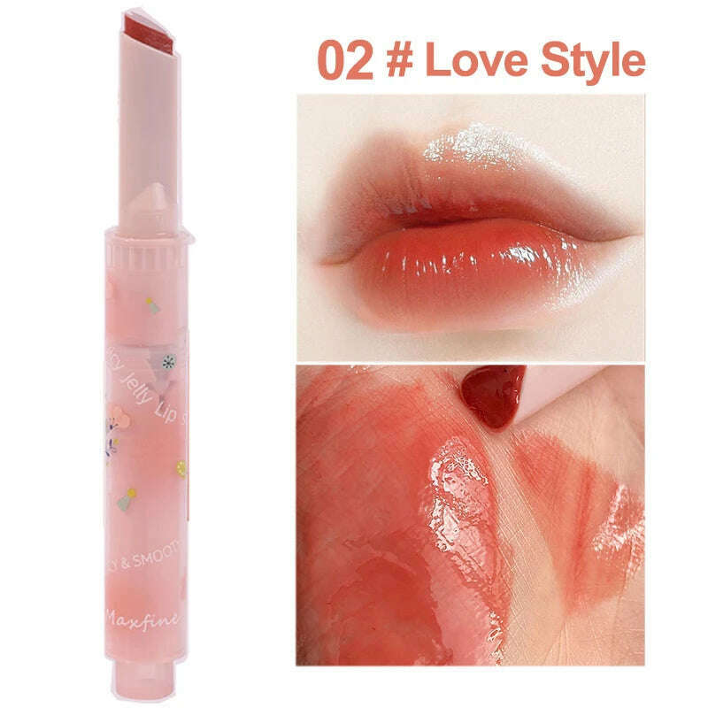 KIMLUD, Jelly Mirror Lipstick Makeup Love Shape Waterproof Non-stick Cup Solid Lip Gloss Clear Long Lasting Moisturizing Lipstick Pen, E02, KIMLUD APPAREL - Womens Clothes