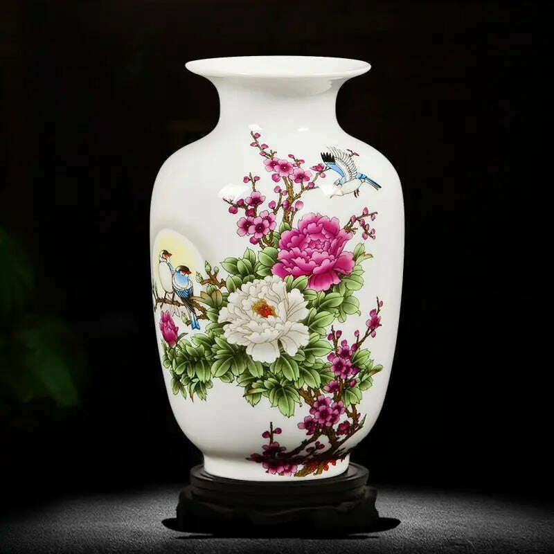 Jingdezhen Ceramic Vases Pottery Decoration Living Room Flower Arrangement Modern Home Simple TV Cabinet Ceramic Gift - KIMLUD