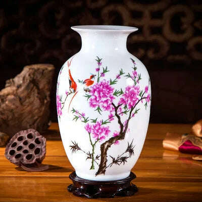 KIMLUD, Jingdezhen Ceramic Vases Pottery Decoration Living Room Flower Arrangement Modern Home Simple TV Cabinet  Ceramic Gift, D3, KIMLUD APPAREL - Womens Clothes