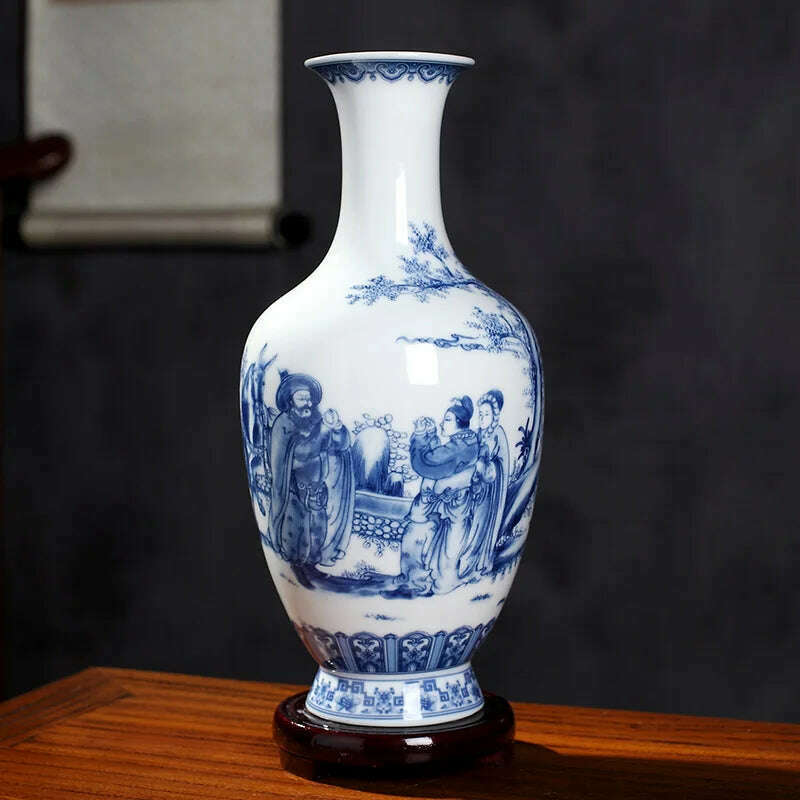 KIMLUD, Jingdezhen Ceramics Under-glazed Blue and white porcelain new Chinese style Vase Decoration living room flower arrangement, PURPLE, KIMLUD APPAREL - Womens Clothes