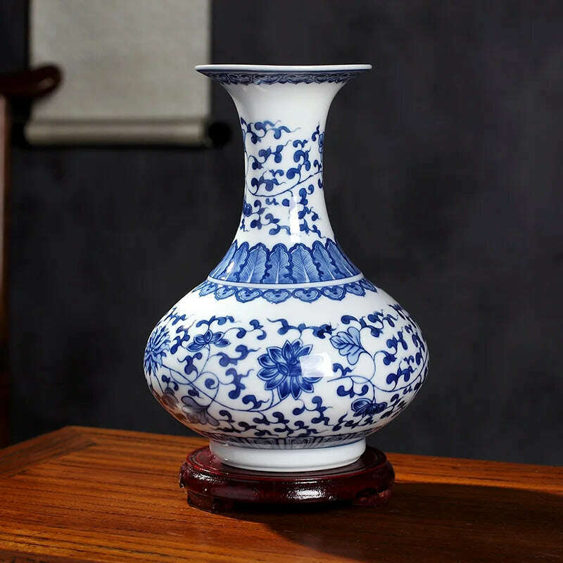 KIMLUD, Jingdezhen Ceramics Under-glazed Blue and white porcelain new Chinese style Vase Decoration living room flower arrangement, Green, KIMLUD APPAREL - Womens Clothes