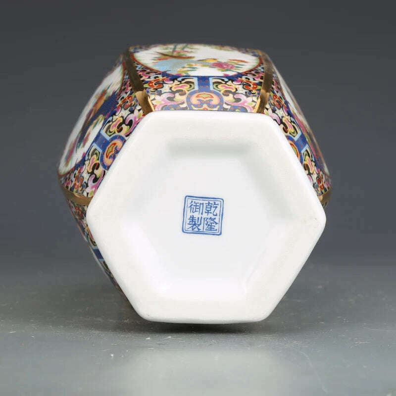 KIMLUD, Jingdezhen Porcelain Vase Porch Ornaments Antique Official Enamel Porcelain Antique Collection Square Vase, KIMLUD Womens Clothes