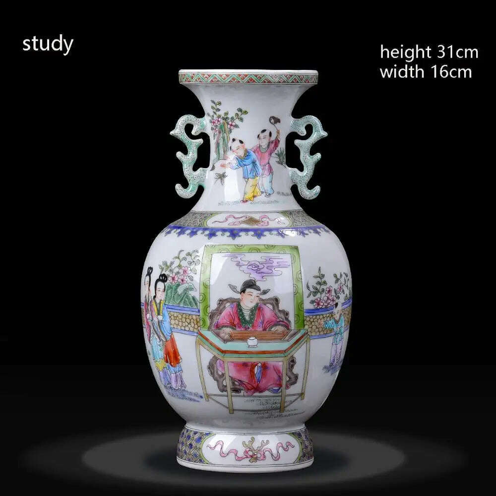 KIMLUD, Jingdezhen Porcelain Vases Hand Painted Ladies' pictures Antique Famille Rose Porcelain Living Room Home Decoration Chinese Vase, G, KIMLUD APPAREL - Womens Clothes