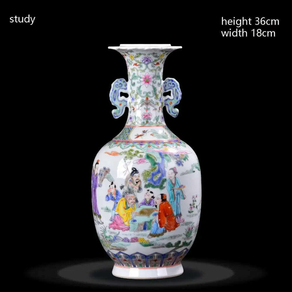 KIMLUD, Jingdezhen Porcelain Vases Hand Painted Ladies' pictures Antique Famille Rose Porcelain Living Room Home Decoration Chinese Vase, F, KIMLUD APPAREL - Womens Clothes