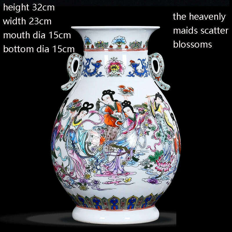 KIMLUD, Jingdezhen Porcelain Vases Hand Painted Ladies' pictures Antique Famille Rose Porcelain Living Room Home Decoration Chinese Vase, E, KIMLUD APPAREL - Womens Clothes