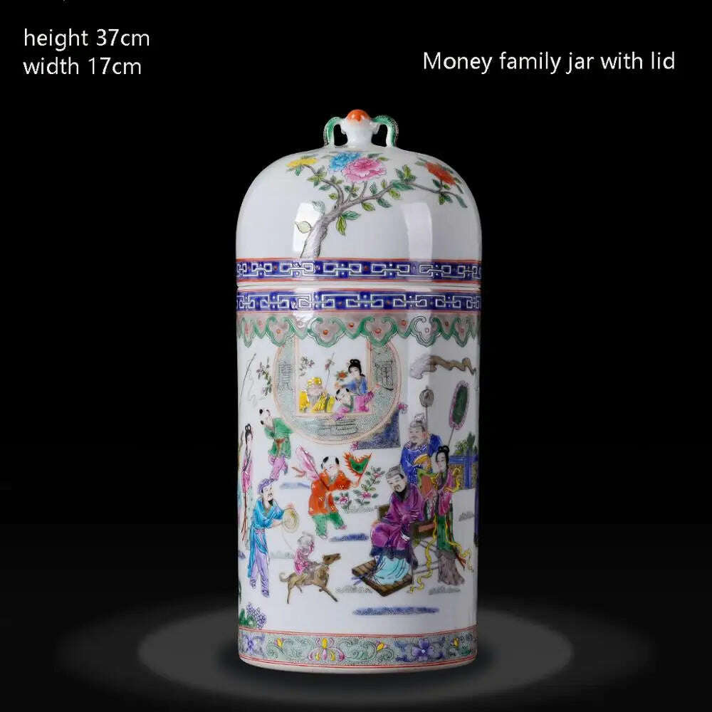 KIMLUD, Jingdezhen Porcelain Vases Hand Painted Ladies' pictures Antique Famille Rose Porcelain Living Room Home Decoration Chinese Vase, B, KIMLUD APPAREL - Womens Clothes