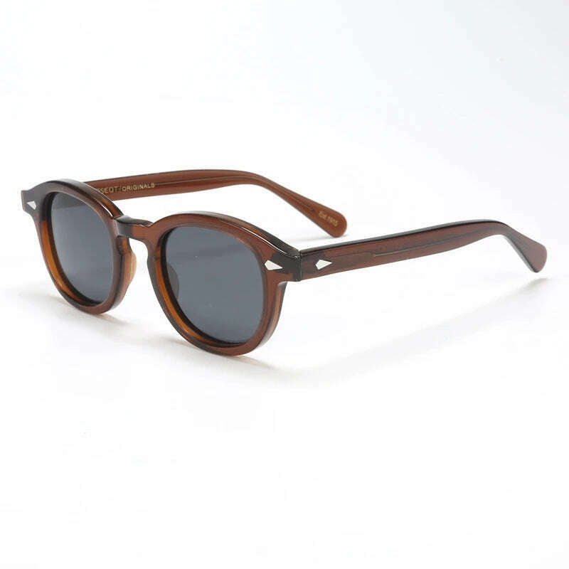 KIMLUD, Johnny Depp Polarized Sunglasses Men Women Luxury Brand Designer Lemtosh Style Sun Glasses For Male Female Oculos, brown gray / Size 44mm with box, KIMLUD Womens Clothes