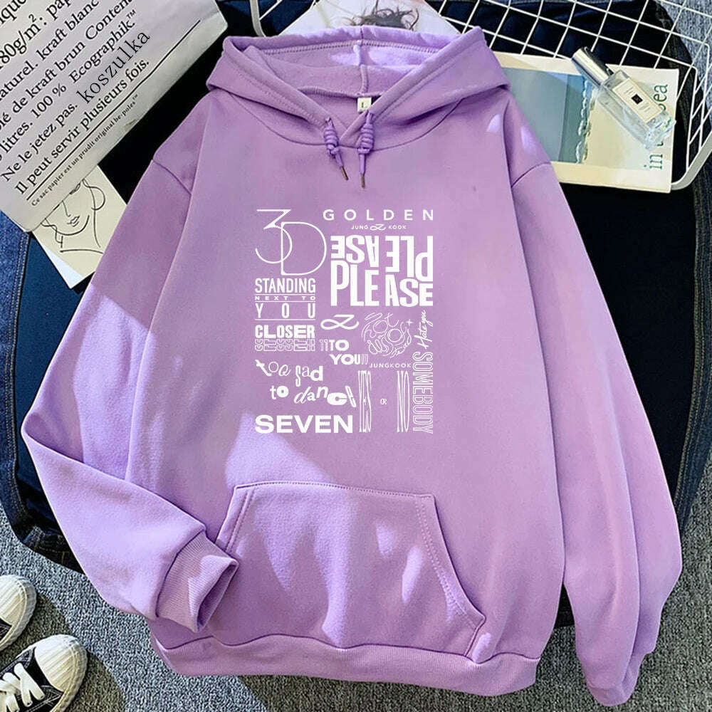 KIMLUD, JungKook Golden Hoodie Women Harajuku Standing Next To You Hoodies Unisex Autumn Winter Vintage Seven Pullover Sweatshirts Korea, 15007-GH6 / XL, KIMLUD APPAREL - Womens Clothes