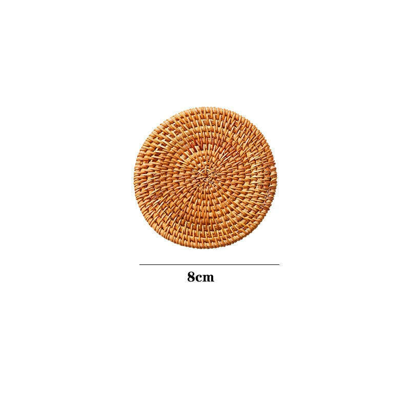 KIMLUD, KEMORELA 1PC Round Natural Rattan Coasters Bowl Pad Handmade Padding Cup Mat Insulation Placemats Kitchen Decoration Accessories, KIMLUD Womens Clothes