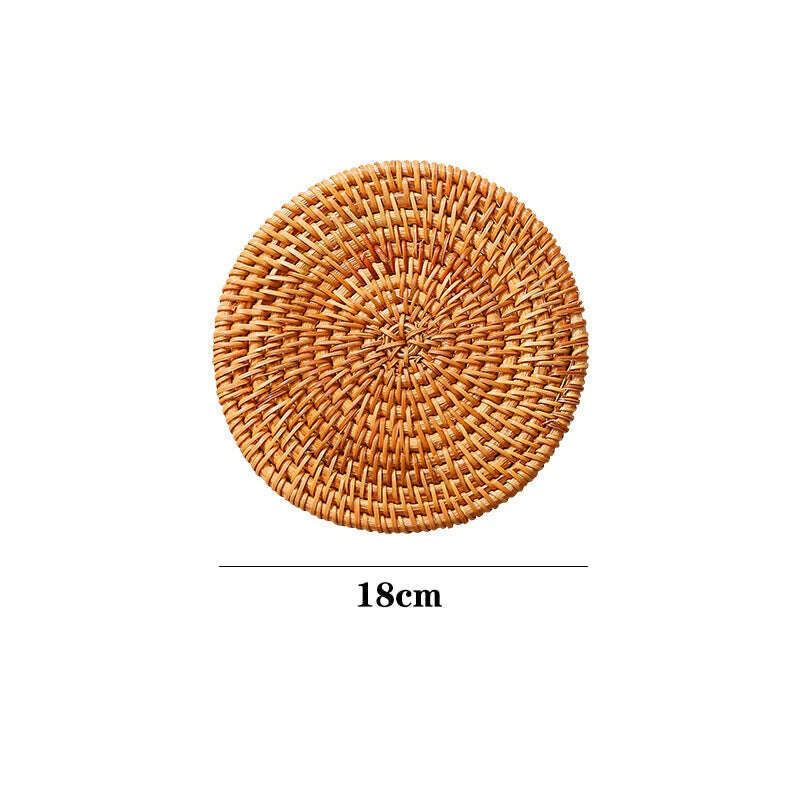 KIMLUD, KEMORELA 1PC Round Natural Rattan Coasters Bowl Pad Handmade Padding Cup Mat Insulation Placemats Kitchen Decoration Accessories, KIMLUD Womens Clothes