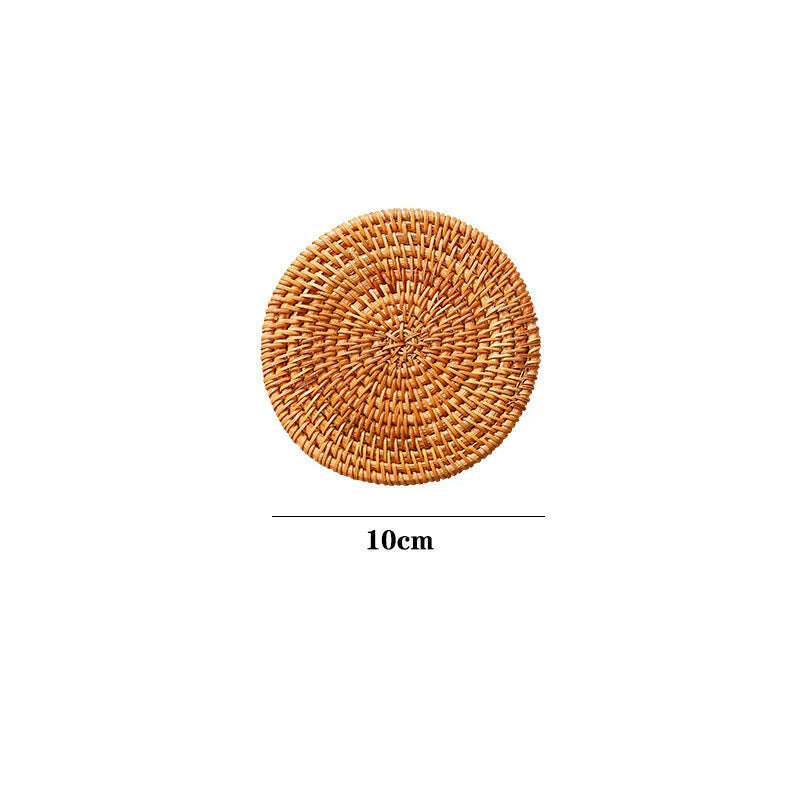 KIMLUD, KEMORELA 1PC Round Natural Rattan Coasters Bowl Pad Handmade Padding Cup Mat Insulation Placemats Kitchen Decoration Accessories, 1PC  10CM / M, KIMLUD APPAREL - Womens Clothes