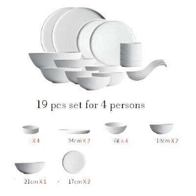 KIMLUD, KINGLANG 1/2/4/6 Person Dinner Set Ceramic Dinnerware Matt Dinner Plate Rice Soup Bowl Sauce Dish Restaurant Tableware Wholesale, Set B, KIMLUD APPAREL - Womens Clothes