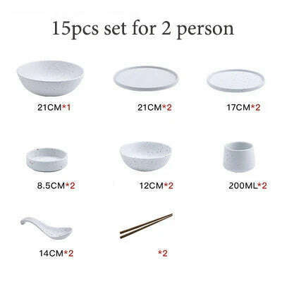 KIMLUD, KINGLANG 1/2/4/6 Person Dinner Set Ceramic Dinnerware Matt Dinner Plate Rice Soup Bowl Sauce Dish Restaurant Tableware Wholesale, Set C, KIMLUD APPAREL - Womens Clothes