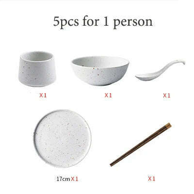 KIMLUD, KINGLANG 1/2/4/6 Person Dinner Set Ceramic Dinnerware Matt Dinner Plate Rice Soup Bowl Sauce Dish Restaurant Tableware Wholesale, Set D, KIMLUD APPAREL - Womens Clothes