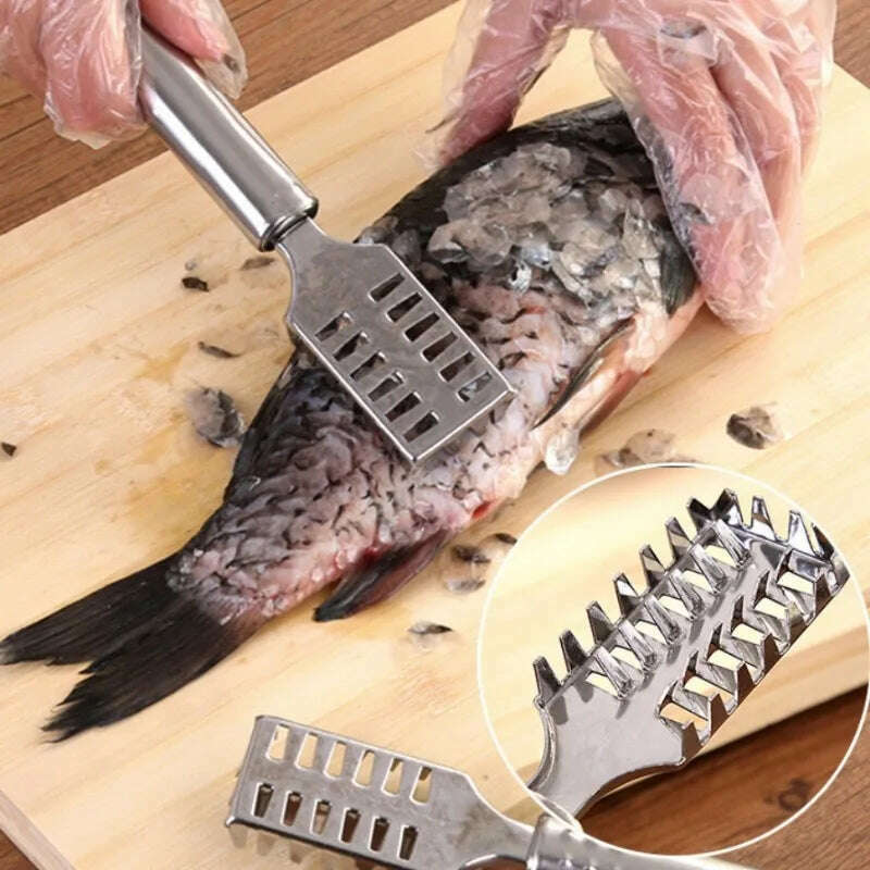 Kitchen Accessorie Stainless Fish Scales Scraping Graters Fast Remove Fish Cleaning Peeler Scraper Fish Bone Tweezers Tool Gadge - KIMLUD