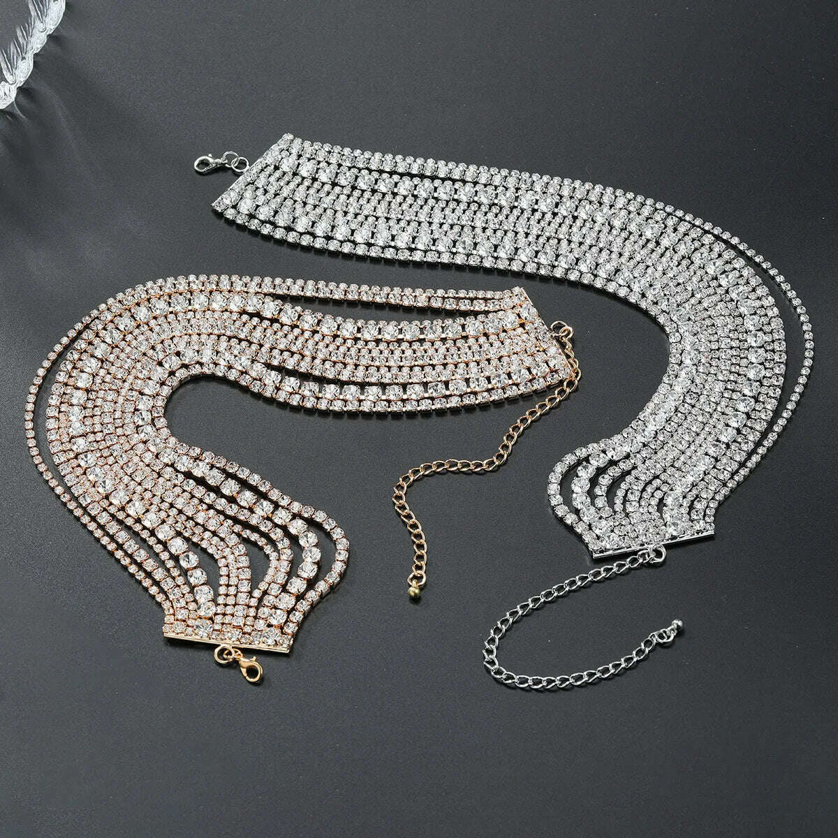 KMVEXO Luxury Multilayers Crystal Chokers Necklaces for Women Rhinestone Chains Necklaces Statements Jewelry Wedding Party Gift - KIMLUD