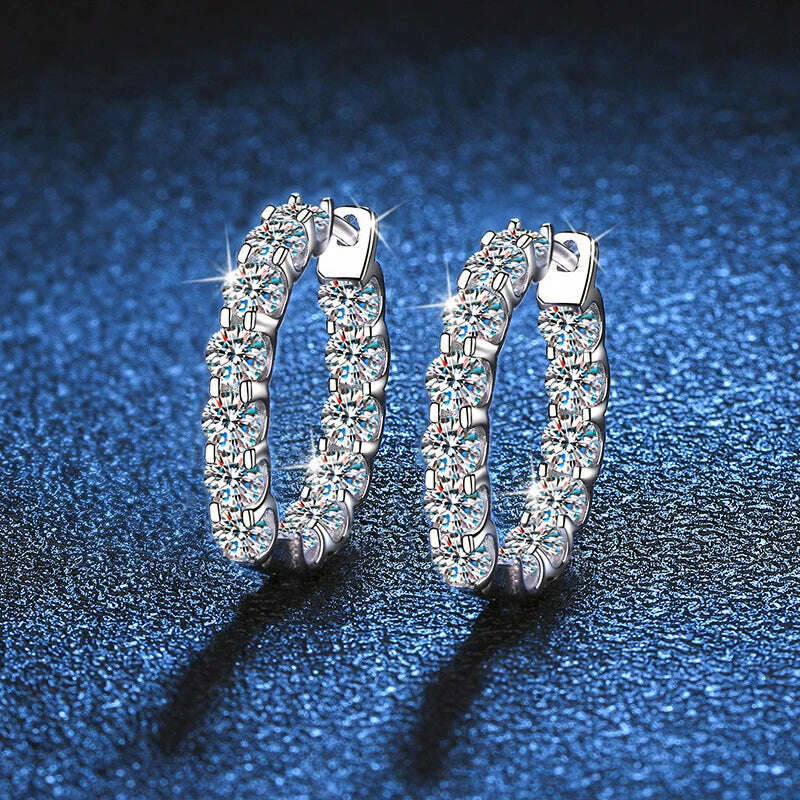 KNOBSPIN 2.6ct D Color Moissanite Earring 925 Sterling Sliver Plated White Gold Hoop Earring for Women Wedding Party Jewelry - KIMLUD