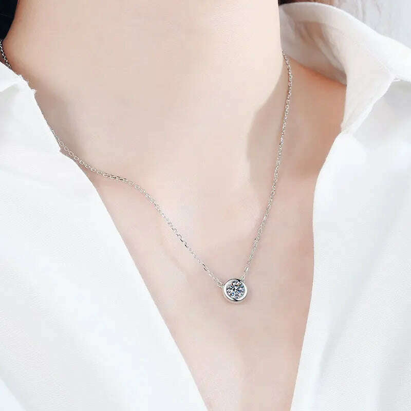 KIMLUD, KNOBSPIN D Color Moissanite Necklace for Woman Birthday Party Jewely with GRA 925 Sterling Sliver Plated 18k White Gold Necklace, KIMLUD Womens Clothes