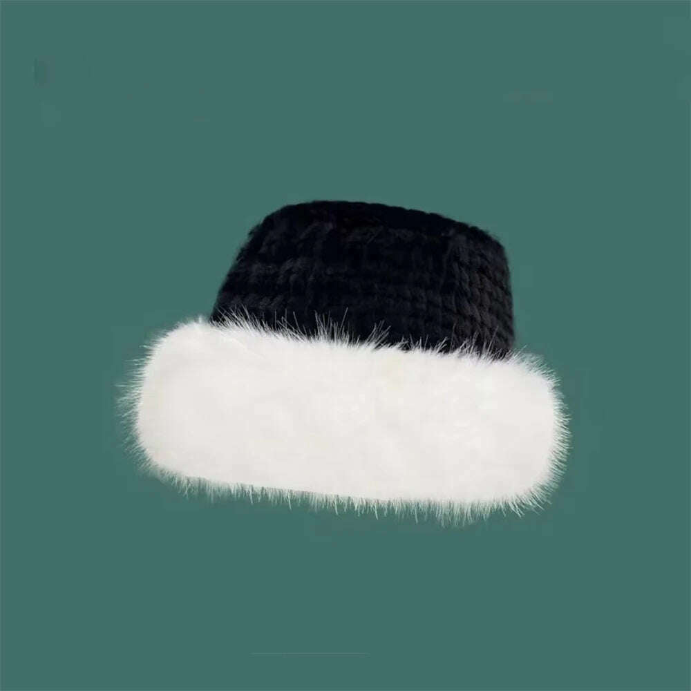 Korean Fashion Hat Women's Winter New Thick Warm Imitation Fur Simple Fisherman's Hat Imitation Mink Fur Ladies Mongolia Cap - KIMLUD